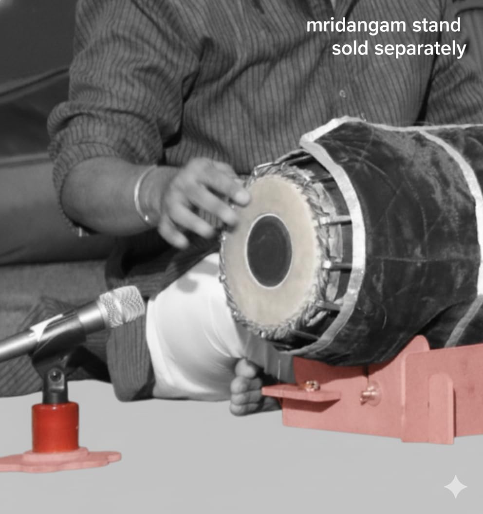 Low-profile mic stand used beside a mridangam