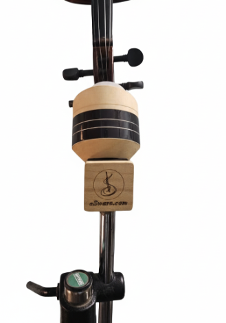 eSwara violin stand-and-play support fitted to a violin
